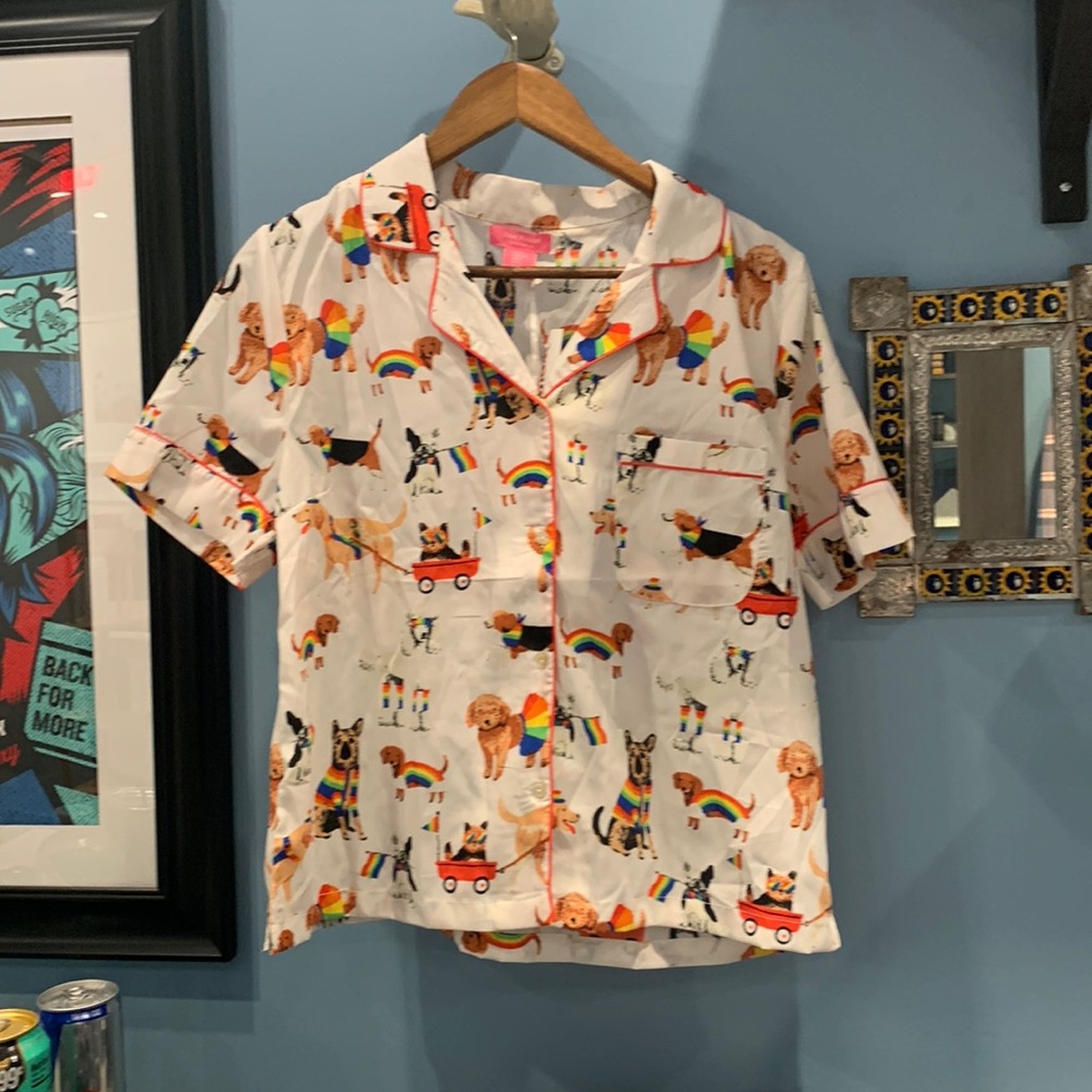 M Isaac Mizrahi button front pj shirt